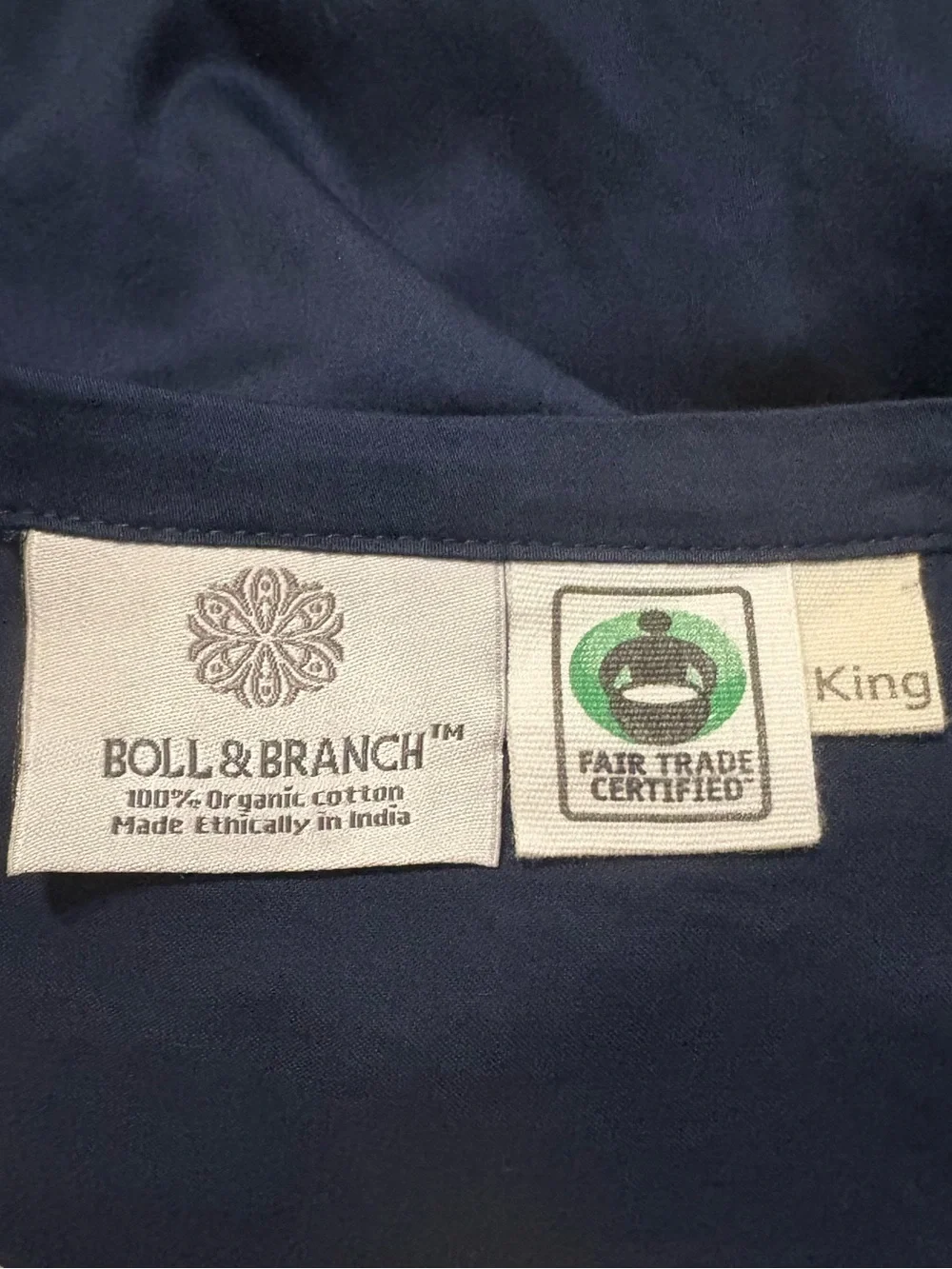 Boll & Branch Hemmed Set of 2 King Pillow Shams Blue White Insert Organic Cotton